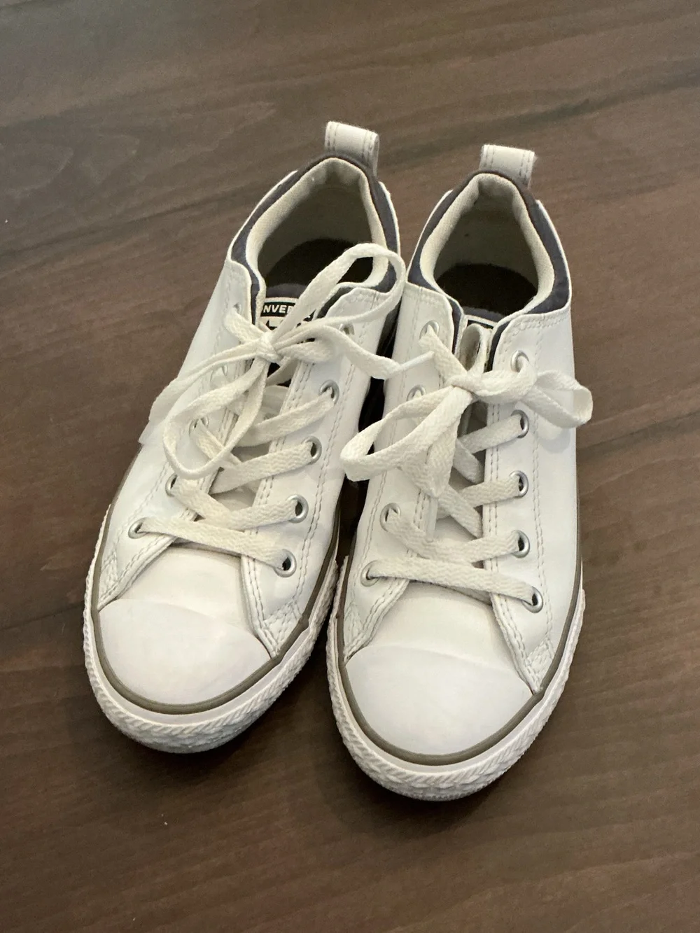 Youth Converse White Low-Top Leather Sneakers